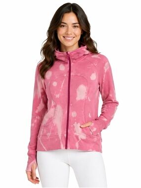 Lululemon Scuba casual full zip personalized tie-dye pink long sleeve hoodie 6